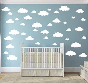 31 pcs mix size 4-10 inch white clouds wall decal sticker for kids bedroom decor -diy home decor vinyl clouds mural baby nursery room wallpaper art wall decoration poster yyu-14 (white)