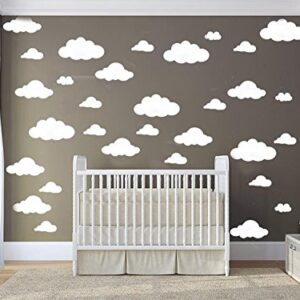 31 pcs Mix Size 4-10 inch White Clouds Wall Decal Sticker for Kids Bedroom Decor -DIY Home Decor Vinyl Clouds Mural Baby Nursery Room Wallpaper Art Wall Decoration Poster YYU-14 (White)