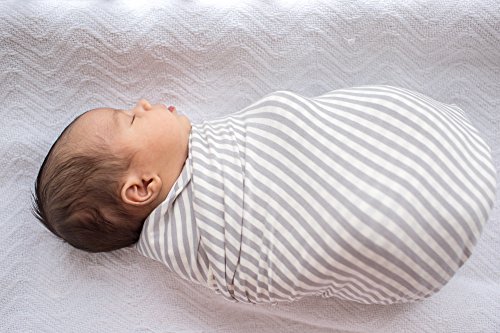 Large Premium Knit Baby Swaddle Receiving Blanket Grey and White "Everest" by Copper Pearl