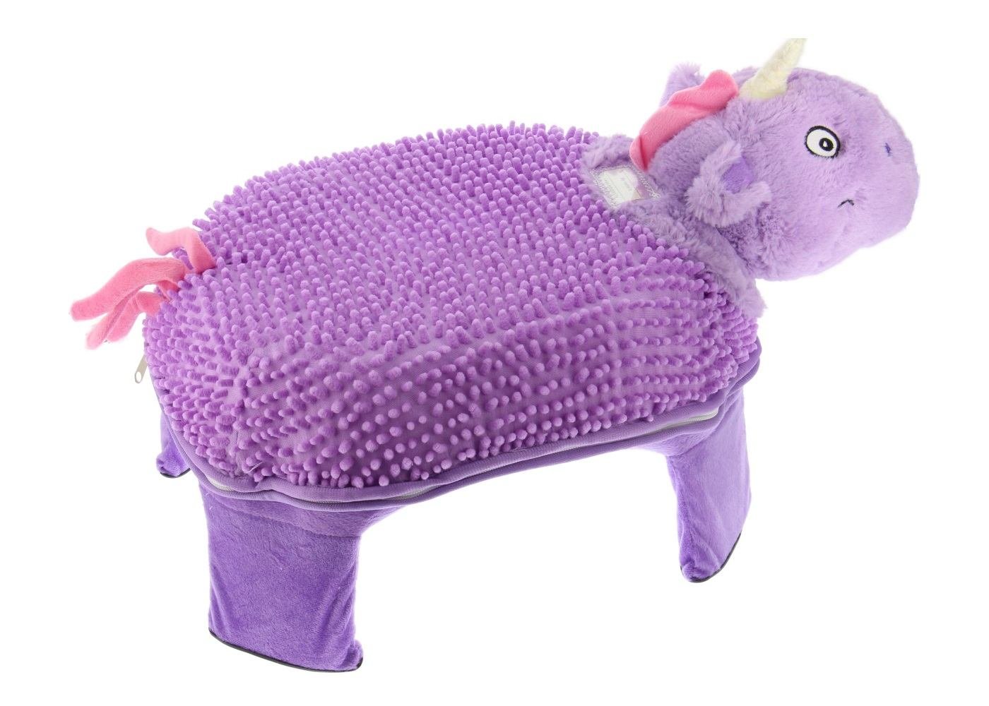 Plush step stool for kids with removable cover and name tag (Unicorn)