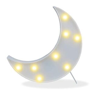 Pooqla Decorative LED Crescent Moon Marquee Sign - Moon Marquee Letters LED Lights - Nursery Night Lamp Gift - Ramadan Decorations for Home(White)