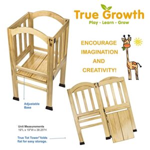 True Growth - True Tot Tower - Kids or Toddler Step Stool - Wood Construction – Varnished