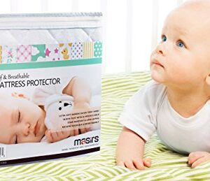 Crib Mattress Protector Cover - Comfortable, Breathable and Waterproof Bamboo Material. Keep The Crib Mattress Clean and Protected and Give Your Baby a Cozy Restful Sleep. Machine and Dryer Friendly.