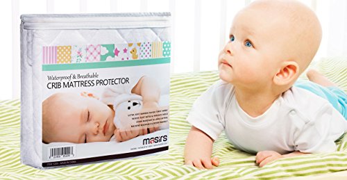 Crib Mattress Protector Cover - Comfortable, Breathable and Waterproof Bamboo Material. Keep The Crib Mattress Clean and Protected and Give Your Baby a Cozy Restful Sleep. Machine and Dryer Friendly.