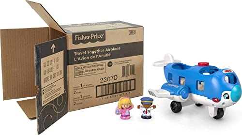 Fisher-Price Little People Musical Toddler Toy Travel Together Airplane with Lights Sounds & 2 Figures for Ages 1+ Years, Blue