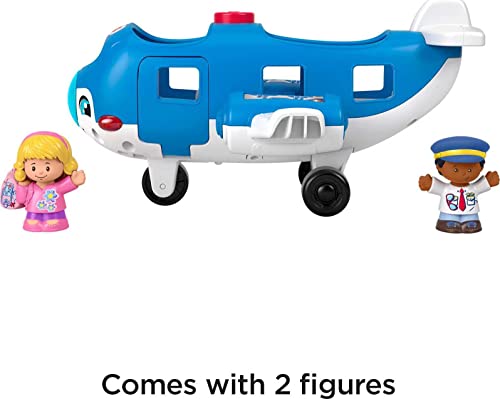 Fisher-Price Little People Musical Toddler Toy Travel Together Airplane with Lights Sounds & 2 Figures for Ages 1+ Years, Blue