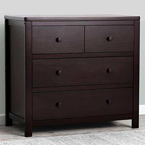 Delta Children Wood Unisex Nursery 3 Drawer Single Dresser - Dark Chocolate Brown