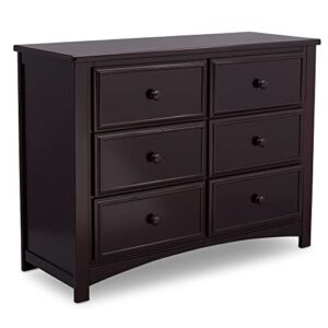 delta children unisex nursery 6 drawer double dresser, dark chocolate