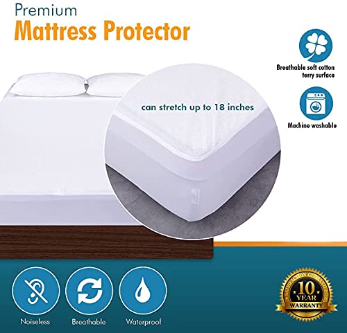 PlushDeluxe Crib Size Waterproof Mattress Protector Breathable Soft Cotton Terry Surface (Crib)