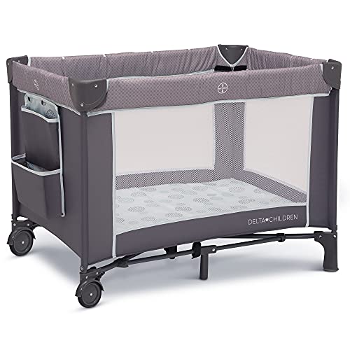 Delta Children LX Deluxe Portable Baby Play Yard With Removable Bassinet and Changing Table, Eclipse