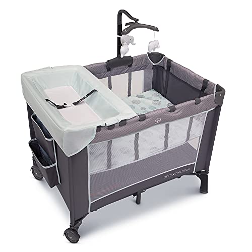 Delta Children LX Deluxe Portable Baby Play Yard With Removable Bassinet and Changing Table, Eclipse