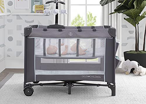 Delta Children LX Deluxe Portable Baby Play Yard With Removable Bassinet and Changing Table, Eclipse