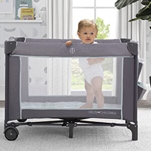 Delta Children LX Deluxe Portable Baby Play Yard With Removable Bassinet and Changing Table, Eclipse