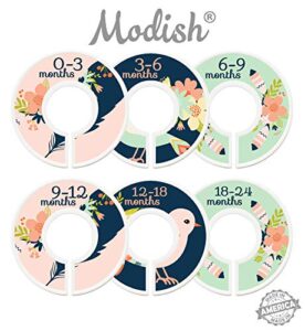 modish labels baby clothes size dividers, baby closet organizers, size dividers, baby closet organizers, closet dividers, clothes organizer, girl, boho, tribal, feathers, flowers, birds (baby)
