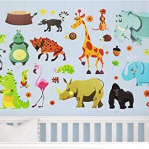 DEKOSH Jungle Animal Wall Decal Pack of Colorful Stickers for Baby Nursery Playroom - Peel & Stick Unisex Safari Theme Kids Wall Decals