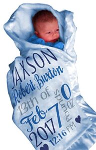 kids-pillowcases-by-stockingfactory personalized baby blankets for boys (30x40, blue micro plush fleece satin edge trim) custom with baby's name for newborn baby christening baptism