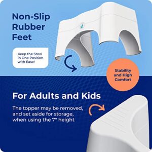 Squatty Potty The Original Bathroom Toilet Stool - Adjustable 2.0, Convertible to 7" or 9" Height with Removable Topper for Adults and Kids