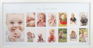 green pollywog | baby's first year frame | collage frame for baby in white | 12 month picture frame | milestone photo frame | first year picture mat | baby picture frame | my first year picture frame