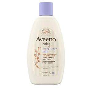 aveeno baby calming comfort bath & wash with relaxing lavender & vanilla scents & natural oat extract, hypoallergenic & tear-free formula, paraben-, phthalate- & soap-free, 8 fl. oz