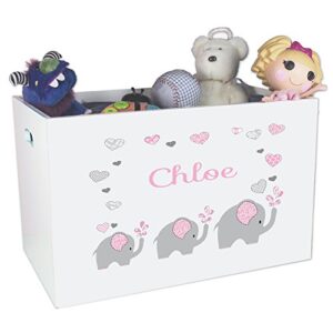 personalized elephant childrens nursery white open toy box