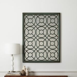 Amazon Brand – Stone & Beam Iron Latticework Decorative Hanging Mirror Wall Art, 39.4 Inch Height, Verdi Green