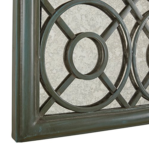 Amazon Brand – Stone & Beam Iron Latticework Decorative Hanging Mirror Wall Art, 39.4 Inch Height, Verdi Green