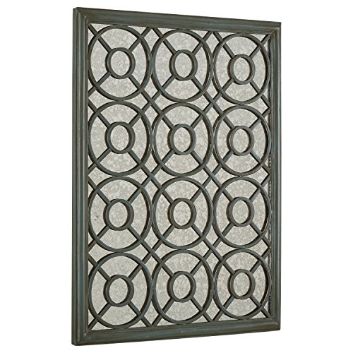 Amazon Brand – Stone & Beam Iron Latticework Decorative Hanging Mirror Wall Art, 39.4 Inch Height, Verdi Green