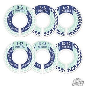 Modish Labels Baby Clothes Size Dividers, Baby Closet Organizers, Closet Size Dividers, Baby Closet Organizers, Clothes Organizer, Neutral, Boy, Woodland, Arrows, Nordic, Boho, Navy Blue, Mint (Baby)