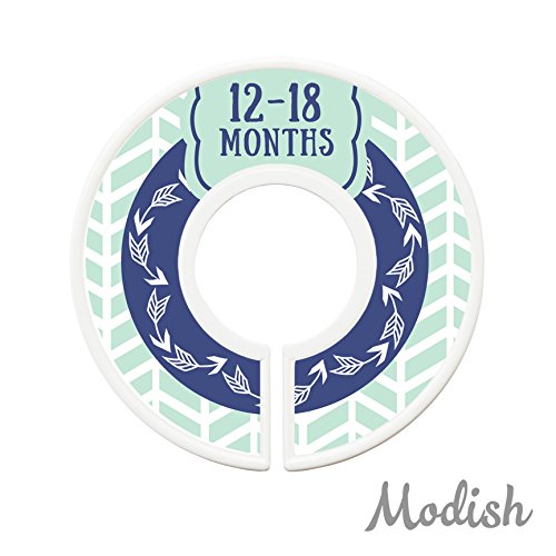 Modish Labels Baby Clothes Size Dividers, Baby Closet Organizers, Closet Size Dividers, Baby Closet Organizers, Clothes Organizer, Neutral, Boy, Woodland, Arrows, Nordic, Boho, Navy Blue, Mint (Baby)