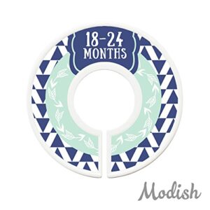 Modish Labels Baby Clothes Size Dividers, Baby Closet Organizers, Closet Size Dividers, Baby Closet Organizers, Clothes Organizer, Neutral, Boy, Woodland, Arrows, Nordic, Boho, Navy Blue, Mint (Baby)