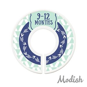 Modish Labels Baby Clothes Size Dividers, Baby Closet Organizers, Closet Size Dividers, Baby Closet Organizers, Clothes Organizer, Neutral, Boy, Woodland, Arrows, Nordic, Boho, Navy Blue, Mint (Baby)