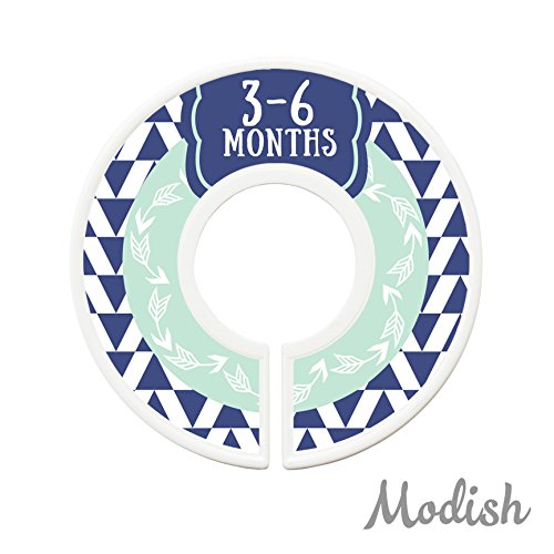 Modish Labels Baby Clothes Size Dividers, Baby Closet Organizers, Closet Size Dividers, Baby Closet Organizers, Clothes Organizer, Neutral, Boy, Woodland, Arrows, Nordic, Boho, Navy Blue, Mint (Baby)