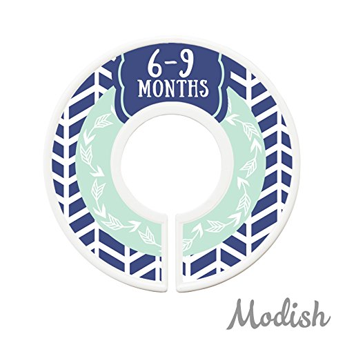 Modish Labels Baby Clothes Size Dividers, Baby Closet Organizers, Closet Size Dividers, Baby Closet Organizers, Clothes Organizer, Neutral, Boy, Woodland, Arrows, Nordic, Boho, Navy Blue, Mint (Baby)