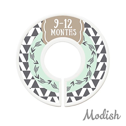 Modish Labels Baby Clothes Size Dividers, Baby Closet Organizers, Closet Size Dividers, Baby Closet Organizers, Clothes Organizer, Neutral, Boy, Girl, Woodland, Arrows, Nordic, Boho, Tan, Mint (Baby)