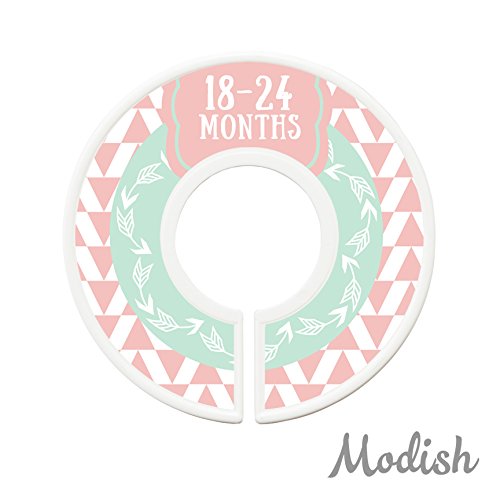 Modish Labels Baby Clothes Size Dividers, Baby Closet Organizers, Closet Size Dividers, Baby Closet Organizers, Clothes Organizer, Girl, Woodland, Arrows, Nordic, Boho, Pink, Mint (Baby)