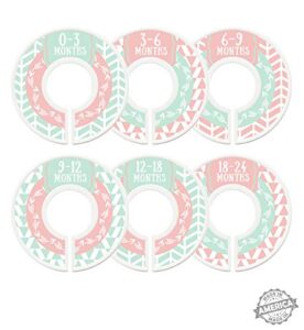 modish labels baby clothes size dividers, baby closet organizers, closet size dividers, baby closet organizers, clothes organizer, girl, woodland, arrows, nordic, boho, pink, mint (baby)