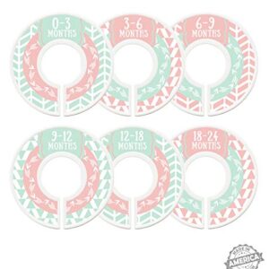 Modish Labels Baby Clothes Size Dividers, Baby Closet Organizers, Closet Size Dividers, Baby Closet Organizers, Clothes Organizer, Girl, Woodland, Arrows, Nordic, Boho, Pink, Mint (Baby)