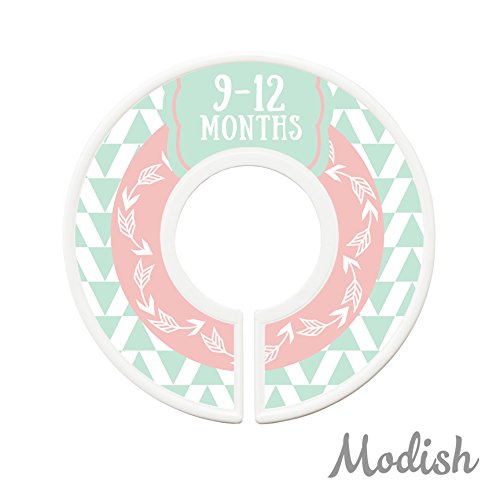 Modish Labels Baby Clothes Size Dividers, Baby Closet Organizers, Closet Size Dividers, Baby Closet Organizers, Clothes Organizer, Girl, Woodland, Arrows, Nordic, Boho, Pink, Mint (Baby)