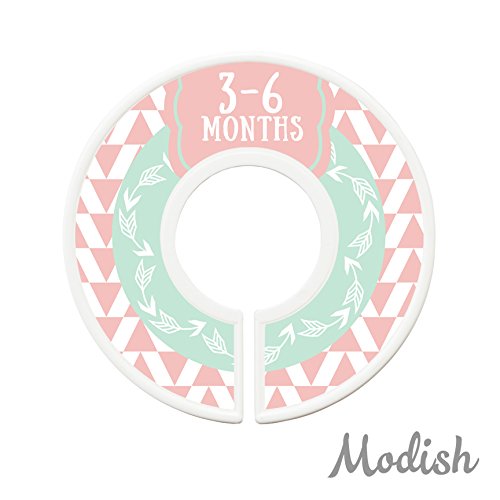 Modish Labels Baby Clothes Size Dividers, Baby Closet Organizers, Closet Size Dividers, Baby Closet Organizers, Clothes Organizer, Girl, Woodland, Arrows, Nordic, Boho, Pink, Mint (Baby)