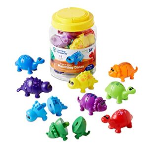 learning resources snap-n-learn matching dinos - 18 pieces, ages 18+ months toddler fine motor toys, counting & sorting toy, shape sorting, dinosaurs toys, sensory bin toys