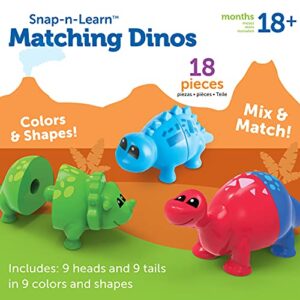 Learning Resources Snap-n-Learn Matching Dinos - 18 Pieces, Ages 18+ Months Toddler Fine Motor Toys, Counting & Sorting Toy, Shape Sorting, Dinosaurs Toys, Sensory Bin Toys