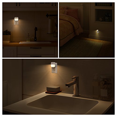 eufy by Anker, Lumi Plug-in Night Light, Warm White LED, Dusk-to-Dawn Sensor, Bedroom, Bathroom, Kitchen, Hallway, Stairs, Energy Efficient, Compact, Light 4-Pack