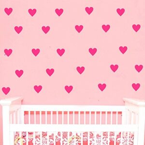 Set of 96 Pieces 2" Heart Wall Decor Sticker DIY Children's Wall Decor Decals Removable Vinyl Kids Room Baby Boys Grils Bedroom Wall Sticker YYU-19(Fuchsia Pink)