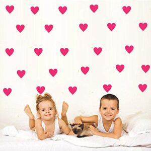 Set of 96 Pieces 2" Heart Wall Decor Sticker DIY Children's Wall Decor Decals Removable Vinyl Kids Room Baby Boys Grils Bedroom Wall Sticker YYU-19(Fuchsia Pink)