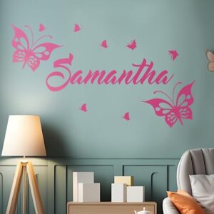 cryptonite butterflies baby room decor | custom name wall decal | available in three sizes | ready to use | fully customizable with name, color, design and size | non-toxic | wall decor easy to apply nursery wall decal (wide 22"x 14" height)