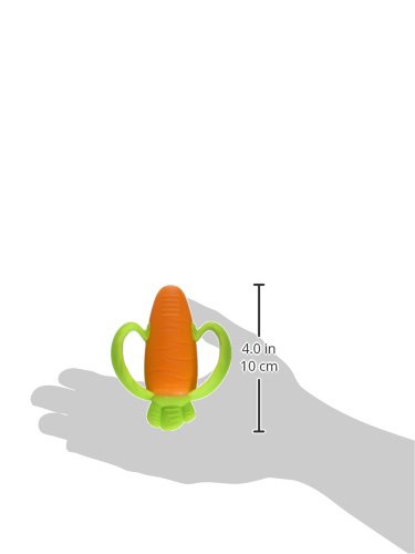 Infantino Lil' Nibbles Textured Silicone Teether -Sensory Exploration and Teething Relief with Easy to Hold Handles, Orange Carrot