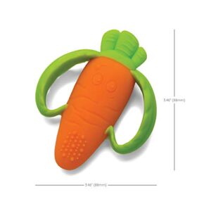 Infantino Lil' Nibbles Textured Silicone Teether -Sensory Exploration and Teething Relief with Easy to Hold Handles, Orange Carrot