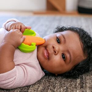 Infantino Lil' Nibbles Textured Silicone Teether -Sensory Exploration and Teething Relief with Easy to Hold Handles, Orange Carrot