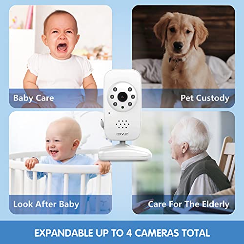 Video Baby Monitor, Slim Handheld, Non-Slip Design, 2.4" Vertical Screen Monitor & Digital Camera, Range up to 1000ft, 12 Hour Battery Life, 2-Way Talk, Night Vision, Temperature Monitor, No WiFi.