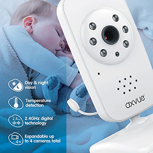 Video Baby Monitor, Slim Handheld, Non-Slip Design, 2.4" Vertical Screen Monitor & Digital Camera, Range up to 1000ft, 12 Hour Battery Life, 2-Way Talk, Night Vision, Temperature Monitor, No WiFi.